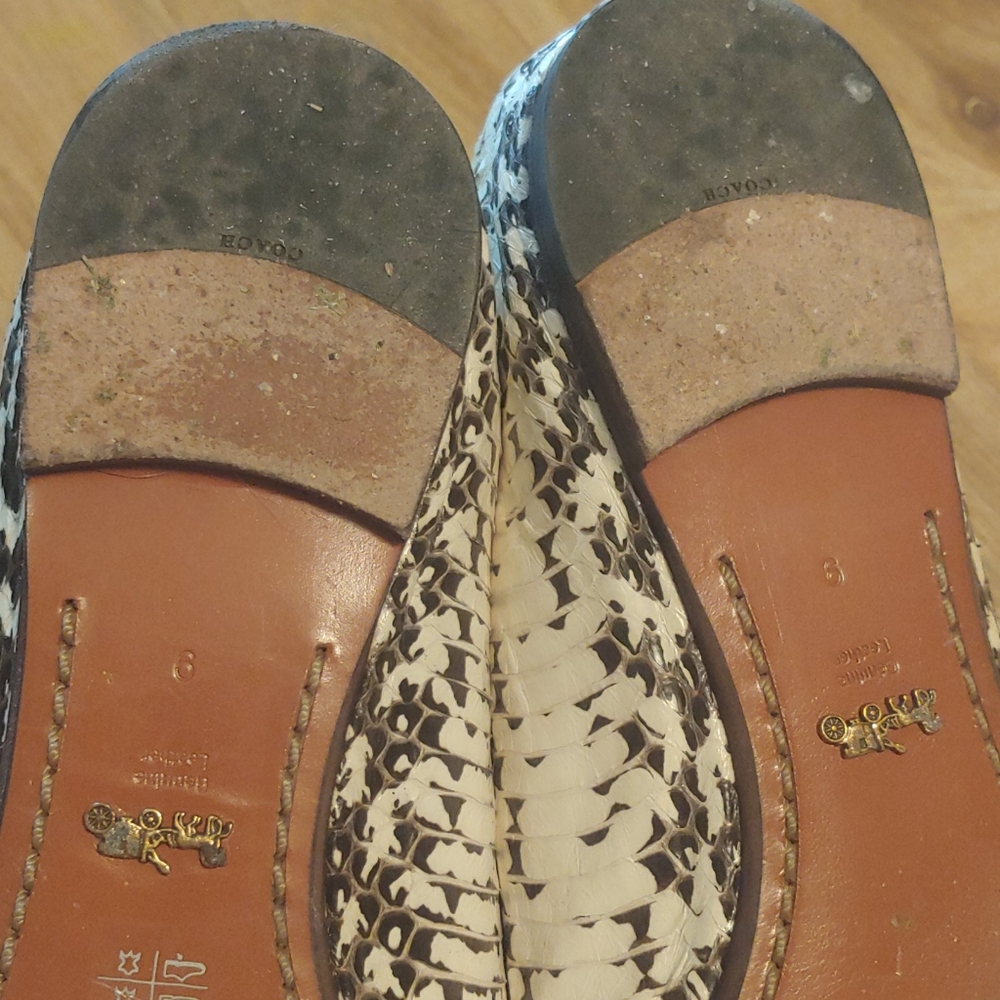 Coach Lola leather ballet flat in black white snake/python animal print - Picture 10 of 14